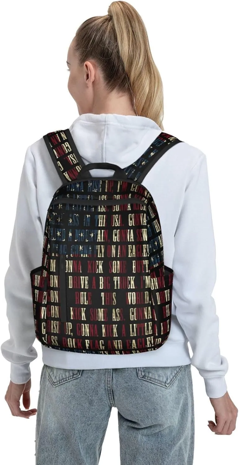 Vintage American Flag Casual Backpacks Laptop Backpack Outdoor Travel Rucksack Sport Carry-On Daypack Lightweight Bag with Multi-Pockets
