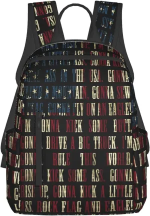 Vintage American Flag Casual Backpacks Laptop Backpack Outdoor Travel Rucksack Sport Carry-On Daypack Lightweight Bag with Multi-Pockets