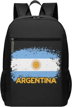 Vintage Argentina Argentinian Flag Pride Soccer Football Casual Backpacks Sports Backpack Large Capacity Travel Rucksack Laptop Daypack with Multi-Pockets Adjustable Strap Work Bag for Hiking