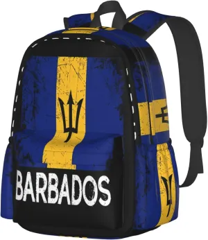 Vintage Barbadian Barbados Flag Laptop Backpack Work Travel Backpacks Business Rucksack Casual Outdoor Daypack with Adjustable Strap Bags for Sports Office Gym Hiking