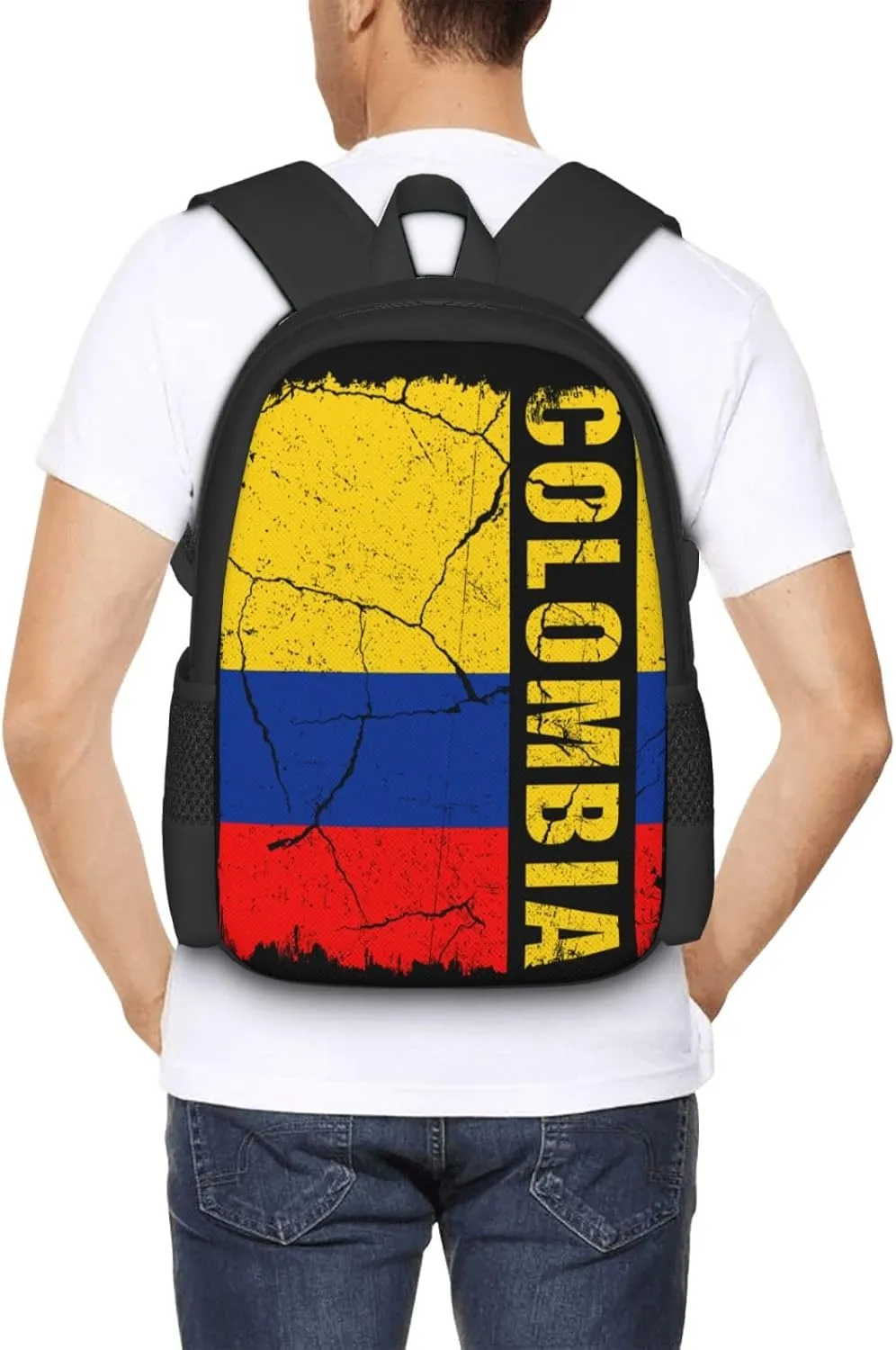 Vintage Colombian Flag Colombia Roots Casual Backpack Large Capacity Backpacks 15 Inch Laptop Back Pack Travel Rucksack Daypack Commuter Bags with Adjustable Strap for Camping