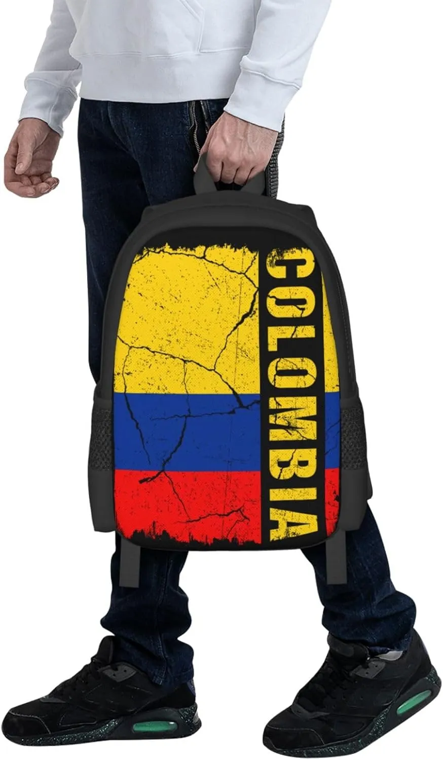 Vintage Colombian Flag Colombia Roots Casual Backpack Large Capacity Backpacks 15 Inch Laptop Back Pack Travel Rucksack Daypack Commuter Bags with Adjustable Strap for Camping