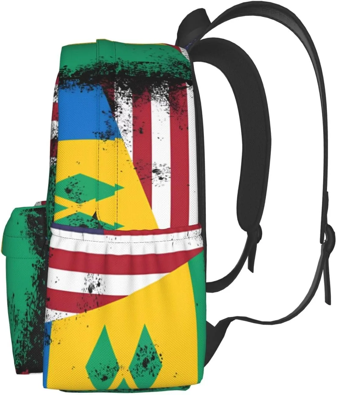 Vintage Half Saint Vincent American Flag Casual Backpack Large Capacity Travel Backpacks Laptop Daypack Commuter Rucksack Adjustable Strap Sports Bags for Hiking Biking