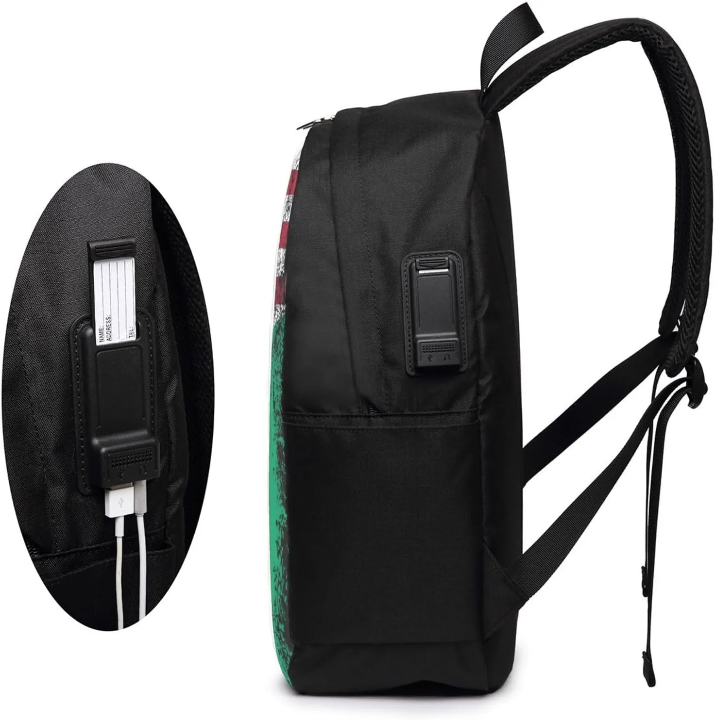 Vintage Half Saint Vincent American Flag Laptop Backpacks Travel Backpack Casual Business Daypack Sport Rucksack Computer Bag Fits up to 17 Inch Notebook with USB Port