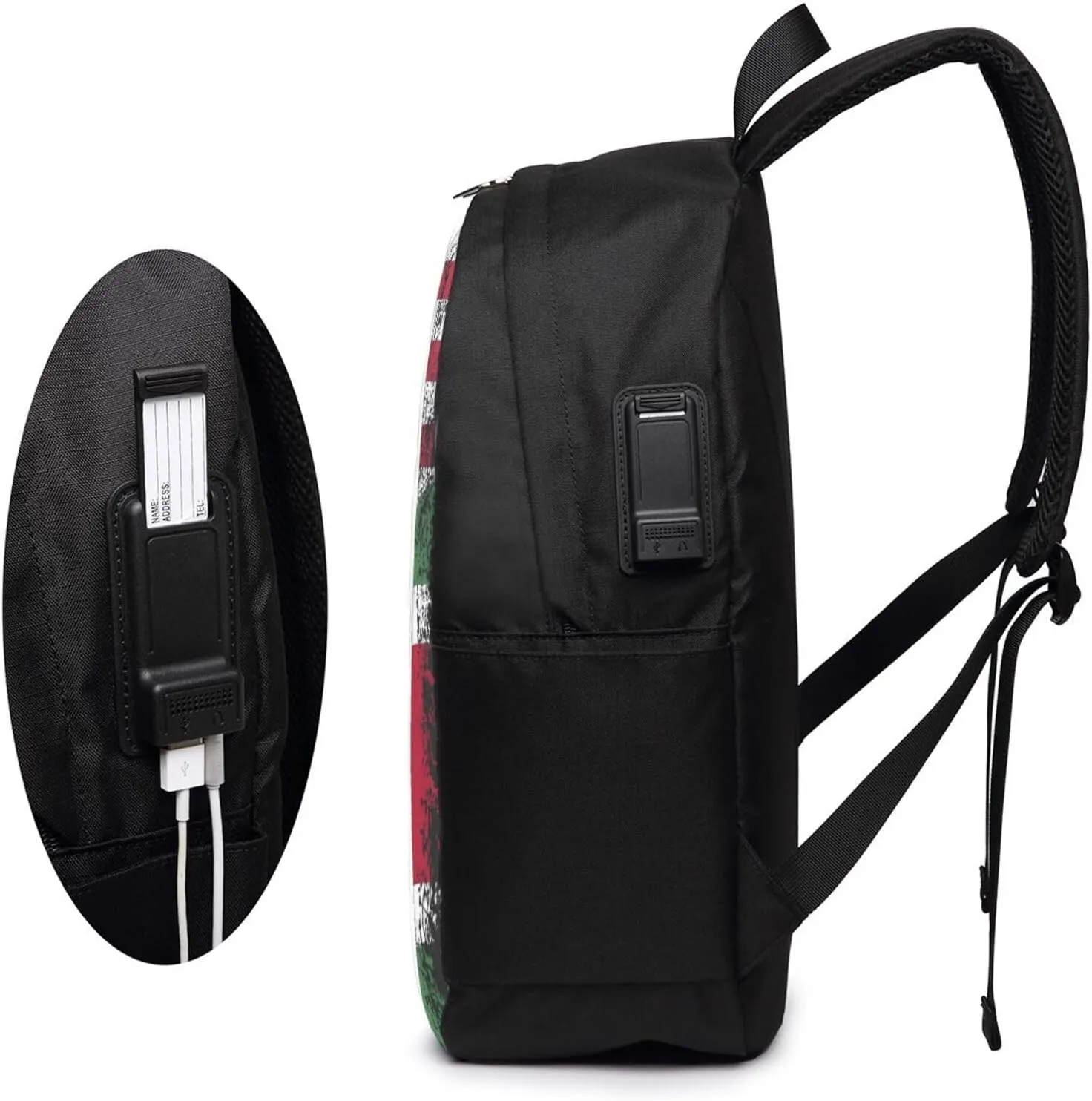 Vintage Half Suriname Surinamese American Flag Laptop Backpacks Travel Backpack Casual Business Daypack Sport Rucksack Computer Bag Fits up to 17 Inch Notebook with USB Port