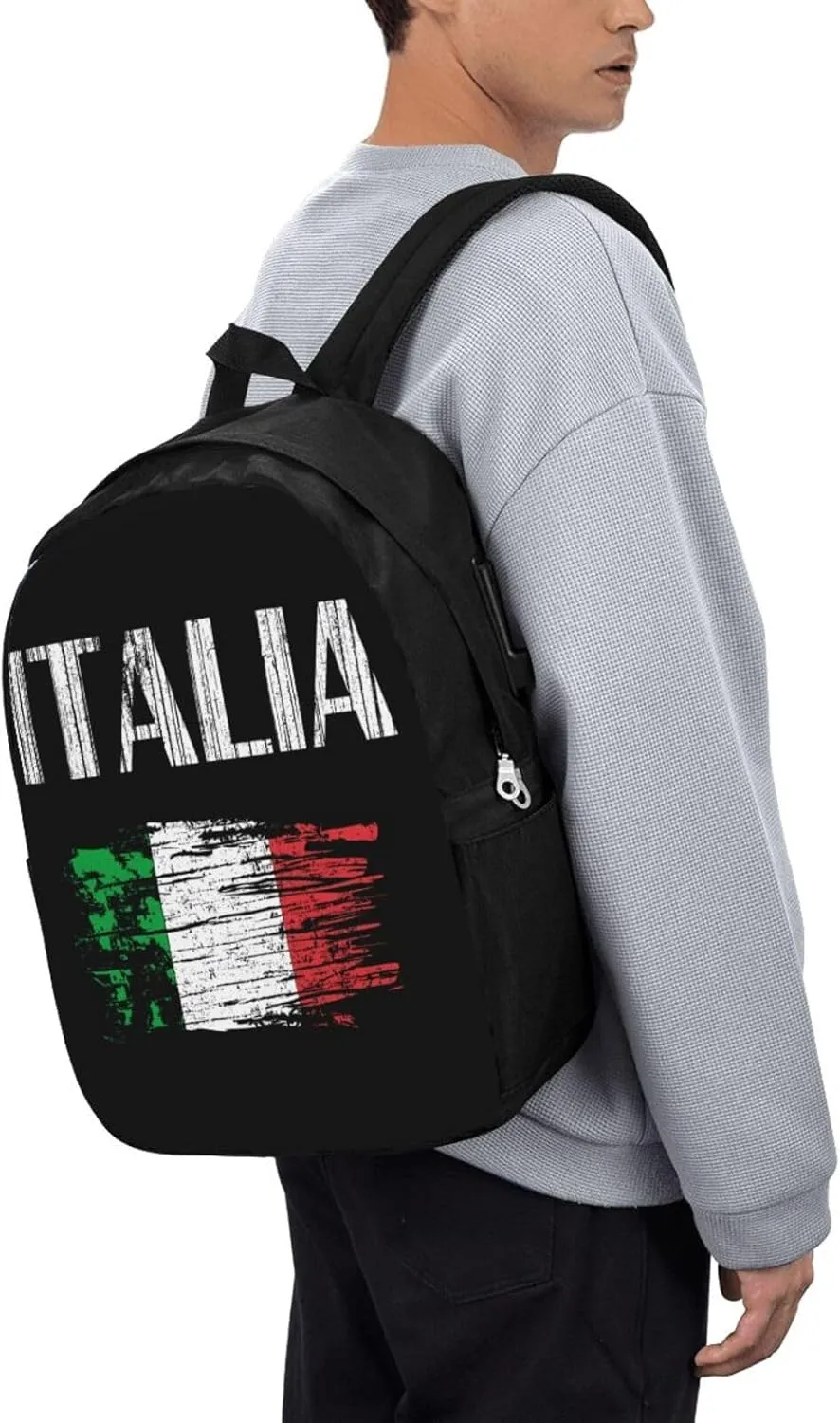 Vintage Italia Italy Italian Flag Laptop Backpacks Travel Backpack Casual Business Daypack Sport Rucksack Computer Bag Fits up to 17 Inch Notebook with USB Port