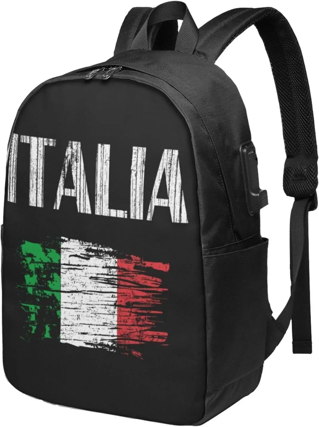 Vintage Italia Italy Italian Flag Laptop Backpacks Travel Backpack Casual Business Daypack Sport Rucksack Computer Bag Fits up to 17 Inch Notebook with USB Port