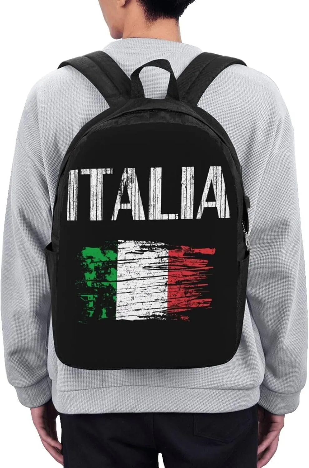Vintage Italia Italy Italian Flag Laptop Backpacks Travel Backpack Casual Business Daypack Sport Rucksack Computer Bag Fits up to 17 Inch Notebook with USB Port