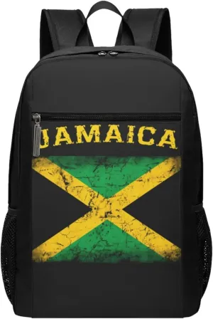 Vintage Jamaica Flag Casual Backpacks Sports Backpack Large Capacity Travel Rucksack Laptop Daypack with Multi-Pockets Adjustable Strap Work Bag for Hiking
