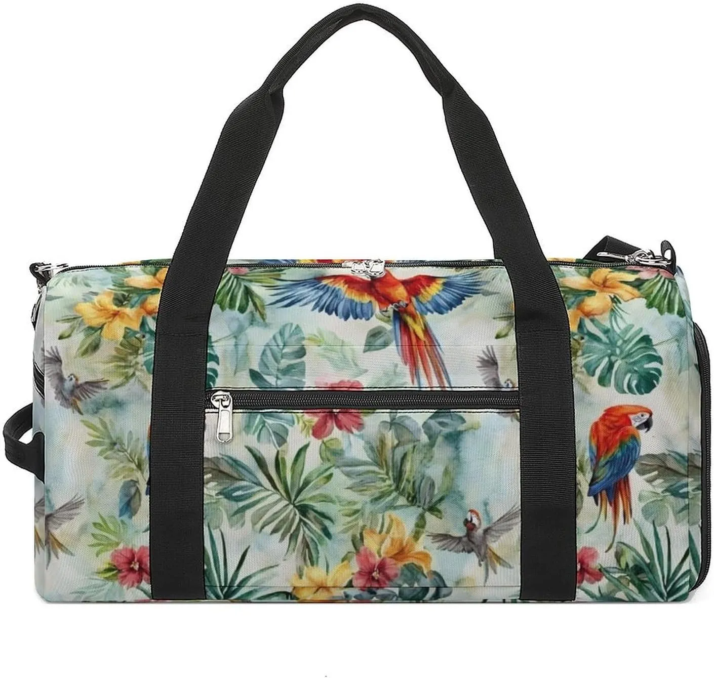 Vintage Jungle Animals Parrots Birds Unisex Gym Bag Waterproof Sports Duffels Travel Gear With Laundry Shoe Compartment