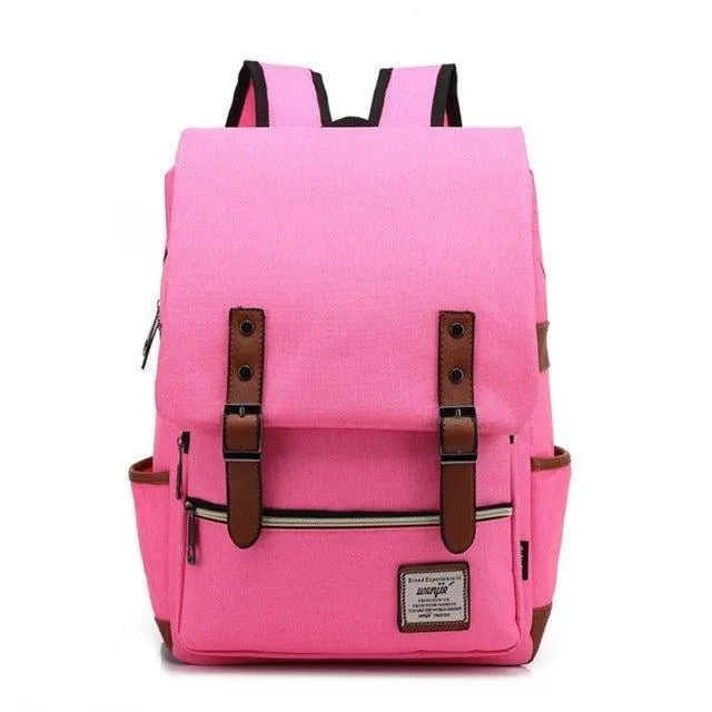 Vintage Laptop Backpack College Bag with USB Port