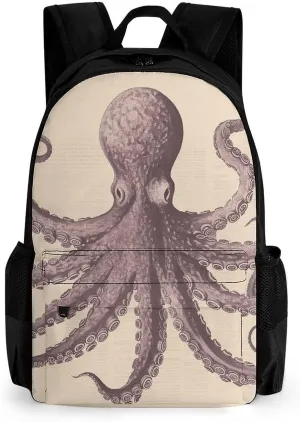 Vintage Octopus Travel Backpack Nurse Bag With 2 Pockets Casual Daypack Laptop Backpacks for Men & Women Kids