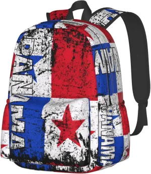 Vintage Panama Flag Laptop Backpack Work Travel Backpacks Business Rucksack Casual Outdoor Daypack with Adjustable Strap Bags for Sports Office Gym Hiking