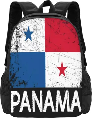 Vintage Panamanian Flag Panama Casual Backpacks Large Capacity Backpack Laptop Rucksack Sport Daypack Commuter Bags with Adjustable Strap for Traveling Camping