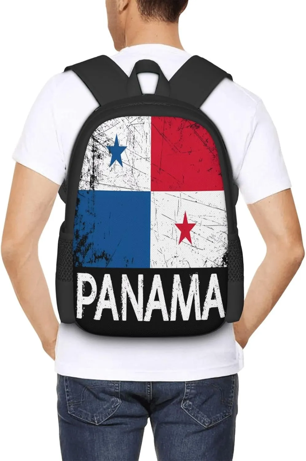 Vintage Panamanian Flag Panama Casual Backpacks Large Capacity Backpack Laptop Rucksack Sport Daypack Commuter Bags with Adjustable Strap for Traveling Camping