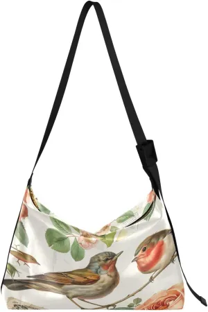 Vintage Parisian Pattern Shoulder Bag for Women Waterproof PU Leather Hobo Bags Crossbody Purse with Zipper Closure