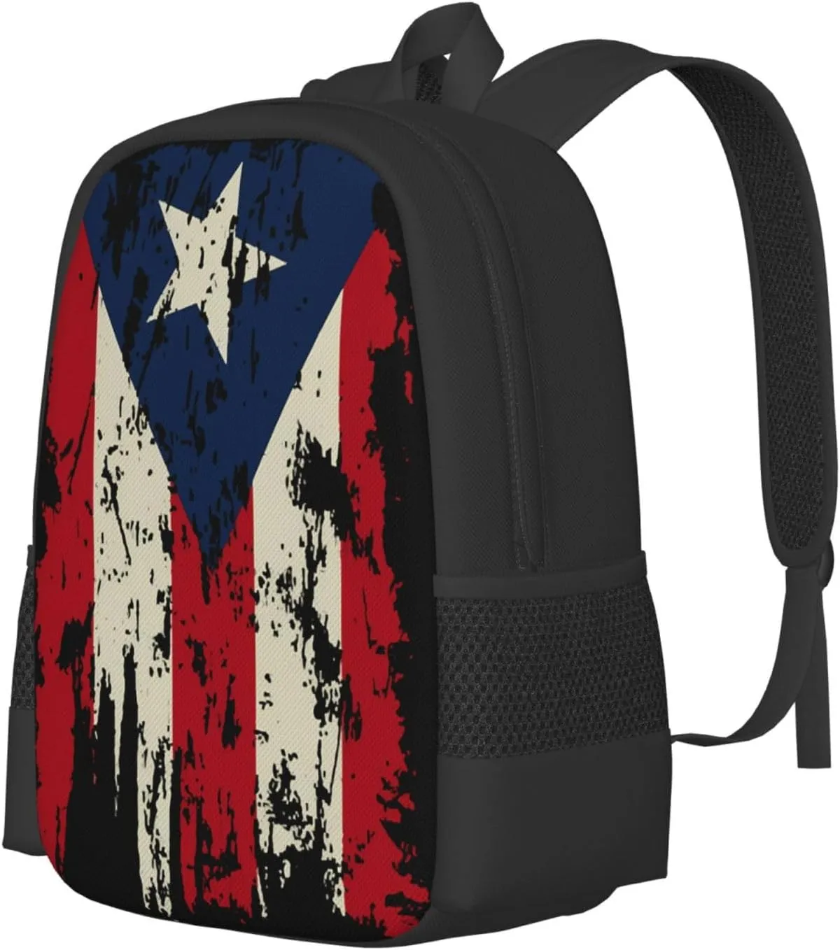 Vintage Puerto Rican Flag Pride Casual Backpacks Large Capacity Backpack Laptop Rucksack Sport Daypack Commuter Bags with Adjustable Strap for Traveling Camping