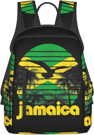 Vintage Retro Jamaica Flag Jamaican Travel Backpacks Casual Laptop Backpack Sport Rucksack Large Capacity Daypack Multi-Pockets Adjustable Strap Bag for Working Hiking