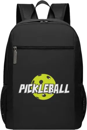 Vintage Retro Pickleball Travel Laptop Backpack, Business Anti Theft Slim Sturdy Laptops Backpacks, College Computer Bag Gift for Men & Women Fits 17 Inch Notebook,Black
