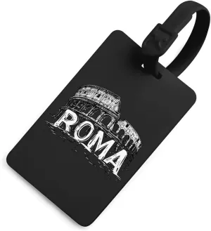 Vintage Roman Architecture Luggage Tags for Suitcases Travel Bag Handbag Tag Labels with Name ID Card Black-Style