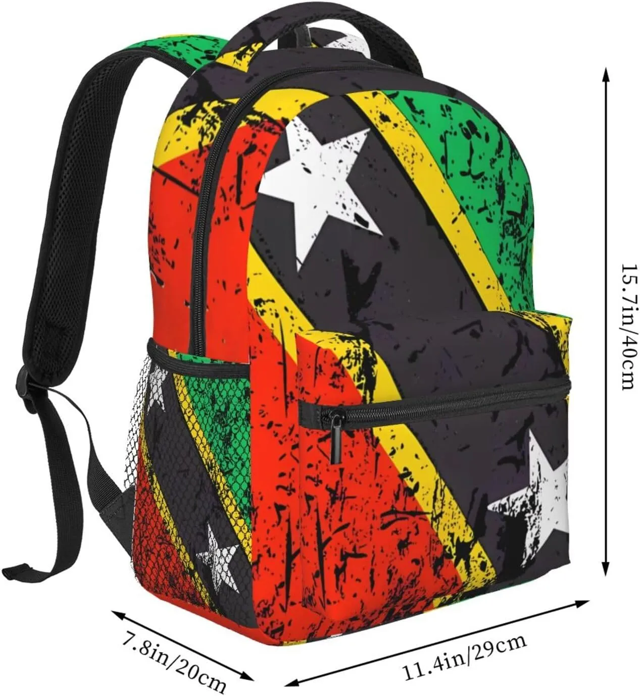 Vintage Saint Kitts And Nevis Flag Backpacks 15 Inch Laptop Backpack Multipurpose Double Shoulder Bag For Men Women Gifts