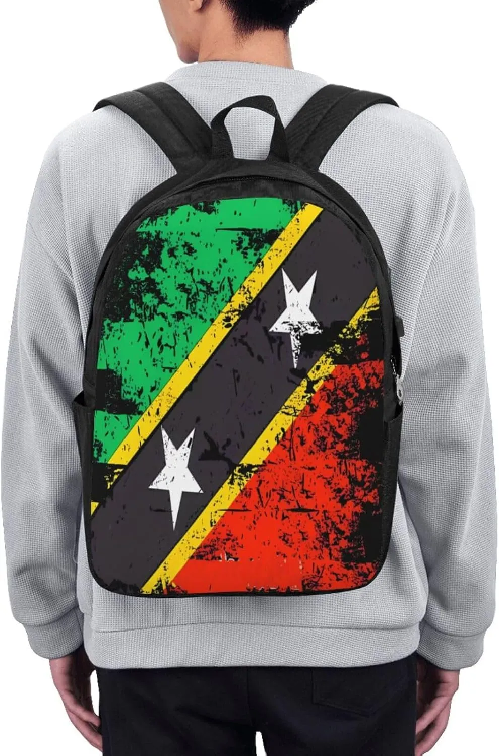 Vintage Saint Kitts Nevis Flag Laptop Backpacks Travel Backpack Casual Business Daypack Sport Rucksack Computer Bag Fits up to 17 Inch Notebook with USB Port