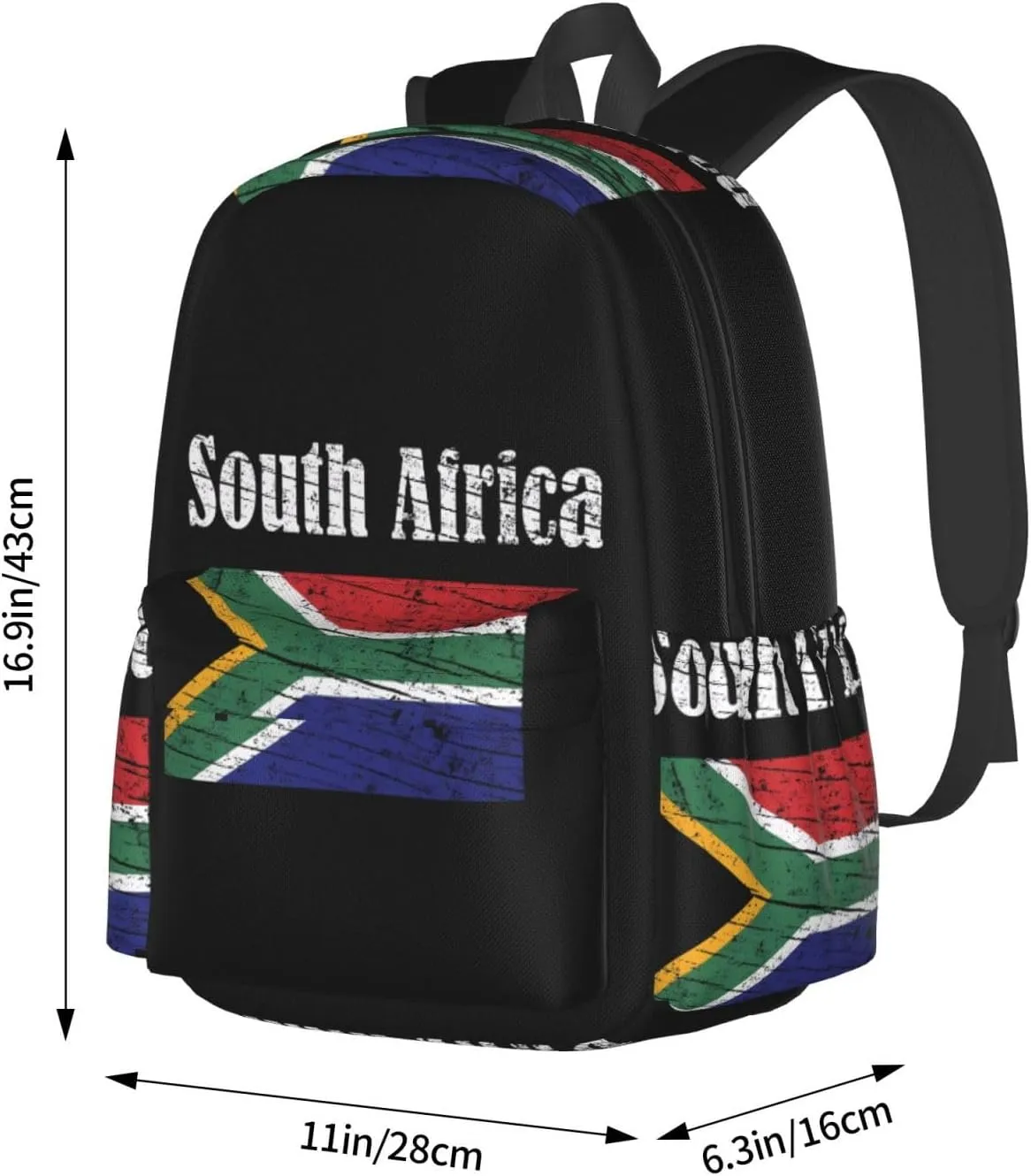 Vintage South Africa African Flag Casual Backpack Large Capacity Travel Backpacks Laptop Daypack Commuter Rucksack Adjustable Strap Sports Bags for Hiking Biking
