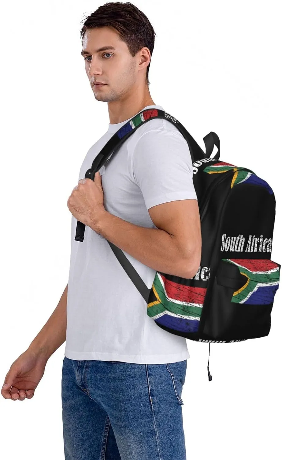Vintage South Africa African Flag Casual Backpack Large Capacity Travel Backpacks Laptop Daypack Commuter Rucksack Adjustable Strap Sports Bags for Hiking Biking