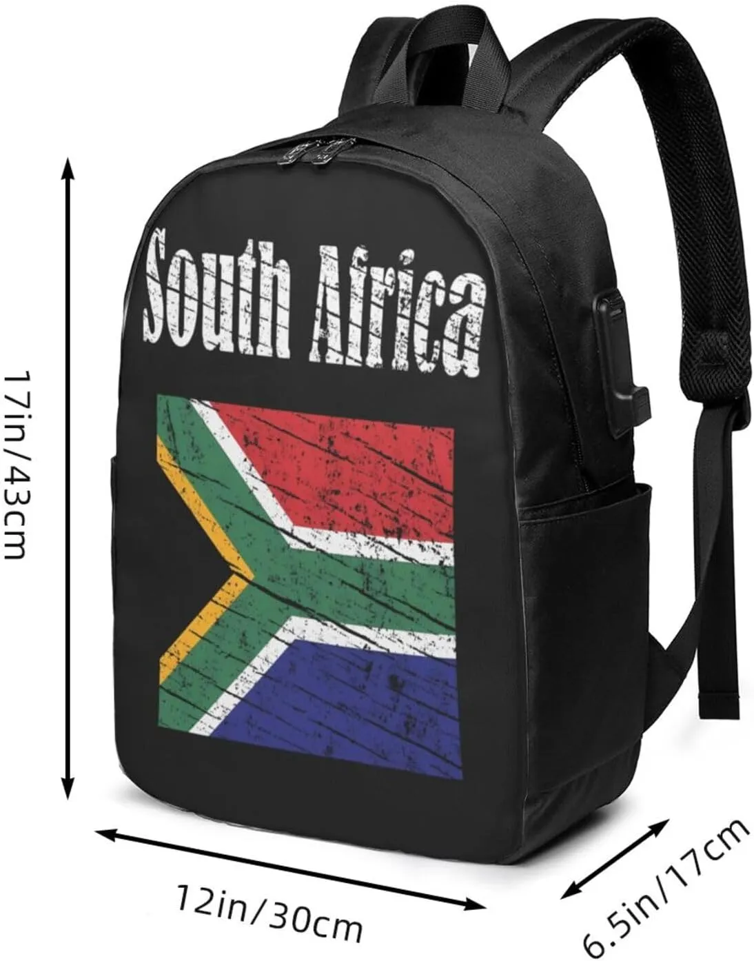 Vintage South Africa African Flag Laptop Backpacks Travel Backpack Casual Business Daypack Sport Rucksack Computer Bag Fits up to 17 Inch Notebook with USB Port