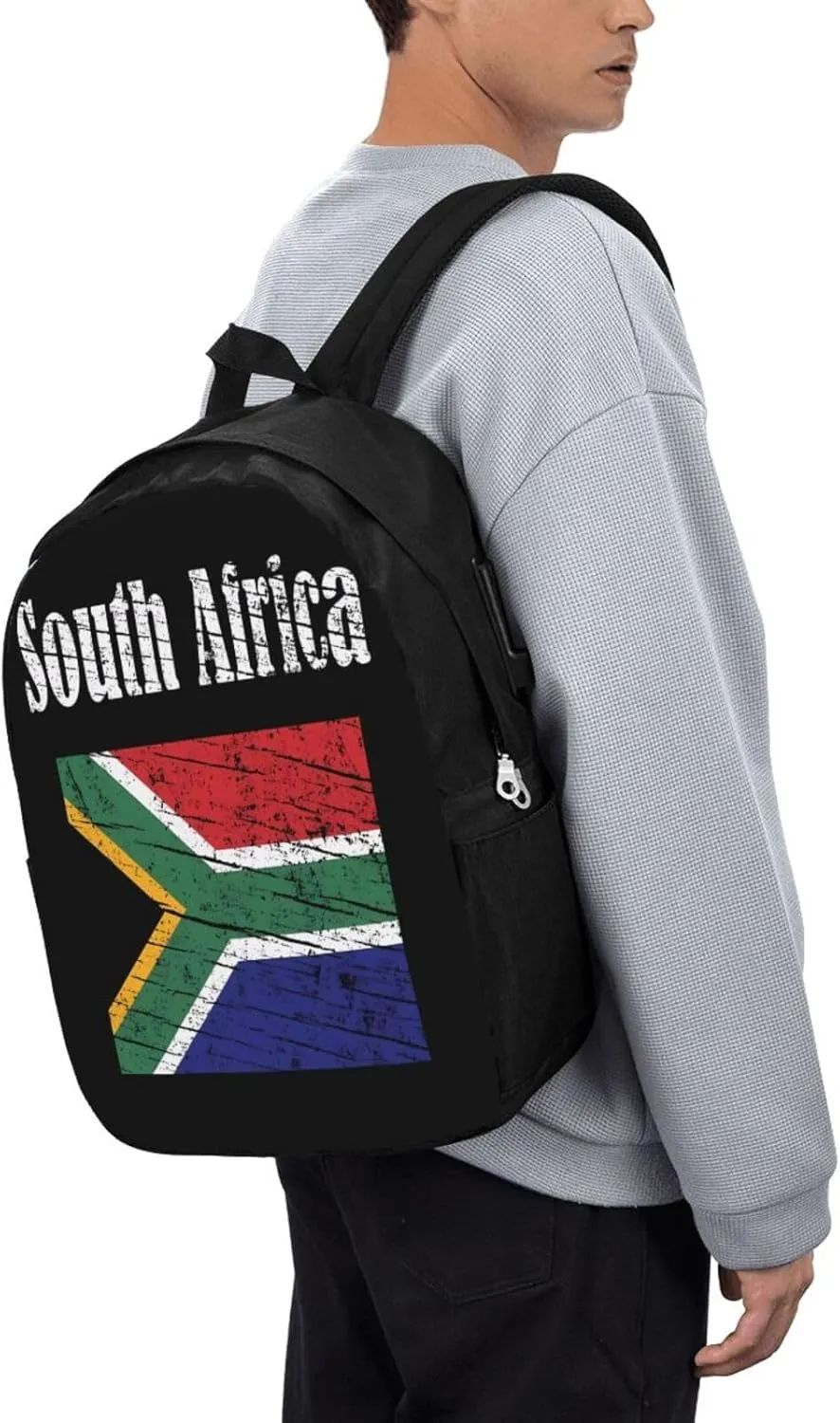 Vintage South Africa African Flag Laptop Backpacks Travel Backpack Casual Business Daypack Sport Rucksack Computer Bag Fits up to 17 Inch Notebook with USB Port