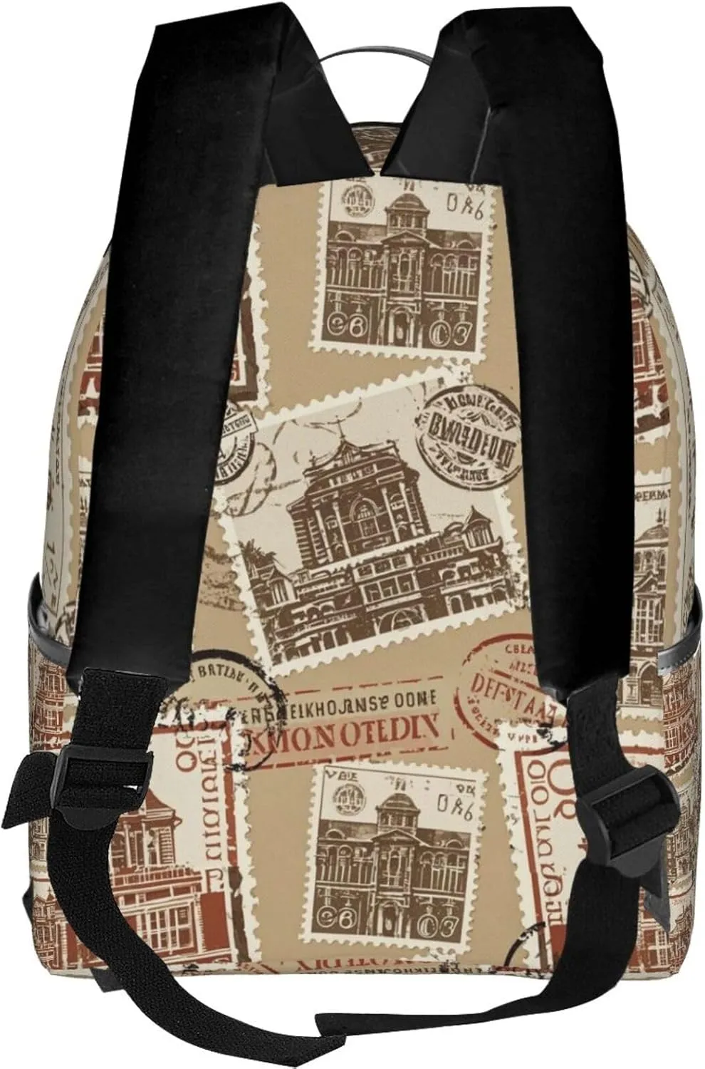 Vintage Stamp and Postmark Adult Backpacks 14 Inch Laptop Backpack Double Shoulder Bag for Work Travel Gifts