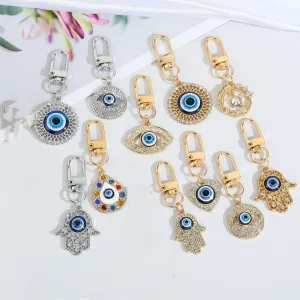 Vintage Turkish Evil Eye Keychain with Zircon Pendant for Women and Men