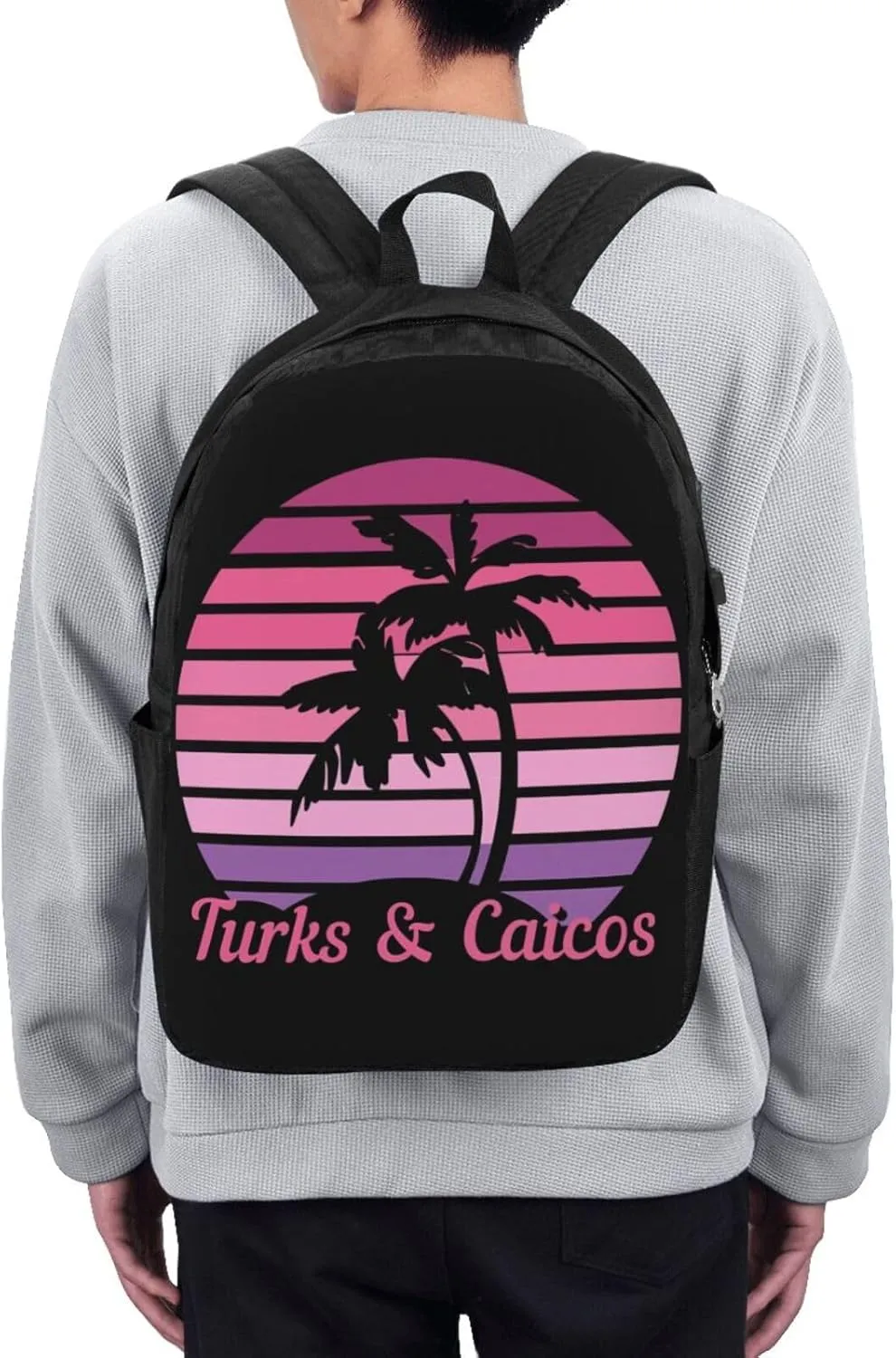 Vintage Turks Caicos Islands Flag Tropical Beach Laptop Backpacks Travel Backpack Casual Business Daypack Sport Rucksack Computer Bag Fits up to 17 Inch Notebook with USB Port