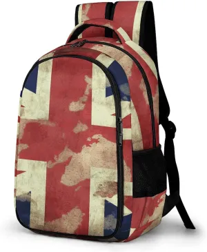 Vintage Union Jack British Flag Travel Backpack Adjustable Computer Bag Casual Travel Daypack Satchel Backpack Unisex