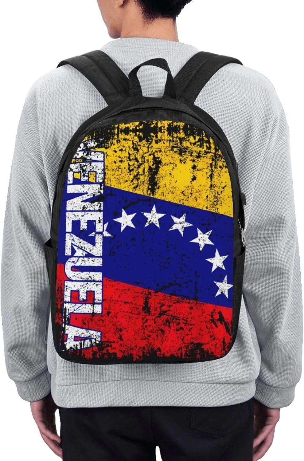 Vintage Venezuelan Venezuela Flag Laptop Backpacks Travel Backpack Casual Business Daypack Sport Rucksack Computer Bag Fits up to 17 Inch Notebook with USB Port