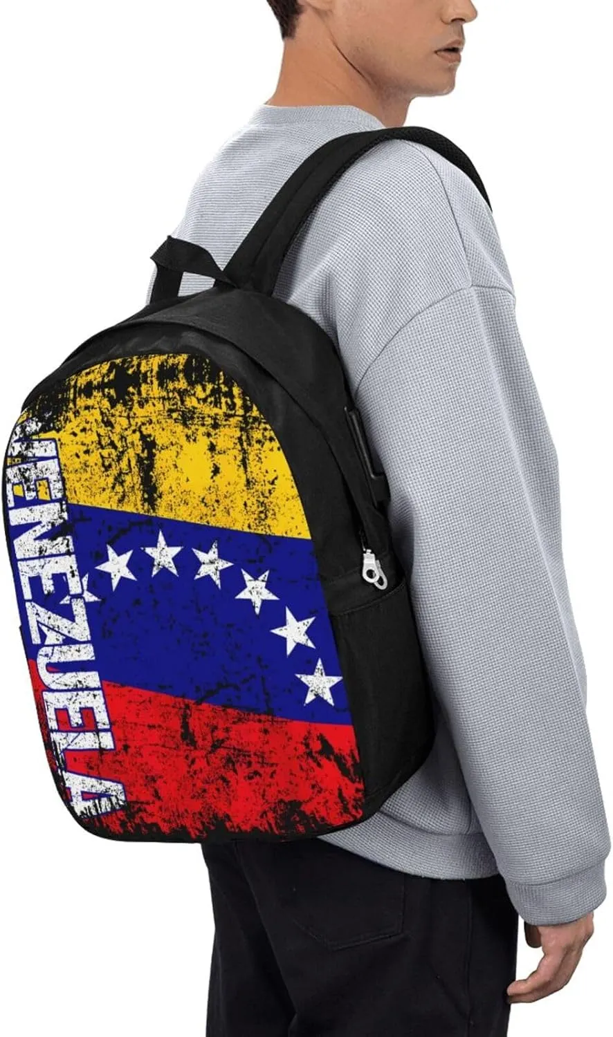 Vintage Venezuelan Venezuela Flag Laptop Backpacks Travel Backpack Casual Business Daypack Sport Rucksack Computer Bag Fits up to 17 Inch Notebook with USB Port