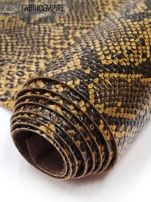 Vinyl Fabric Embossed Texture Rattlesnake Fake Leather Sold by The Yard (Sand Brown)