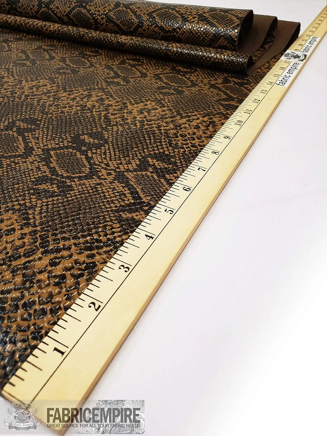 Vinyl Fabric Embossed Texture Rattlesnake Fake Leather Sold by The Yard (Sand Brown)