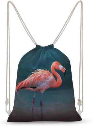 Vivid Flamingo Drawstring Backpack for Women Men Drawstring Bag for Travel Swimming Sports Gym Bag