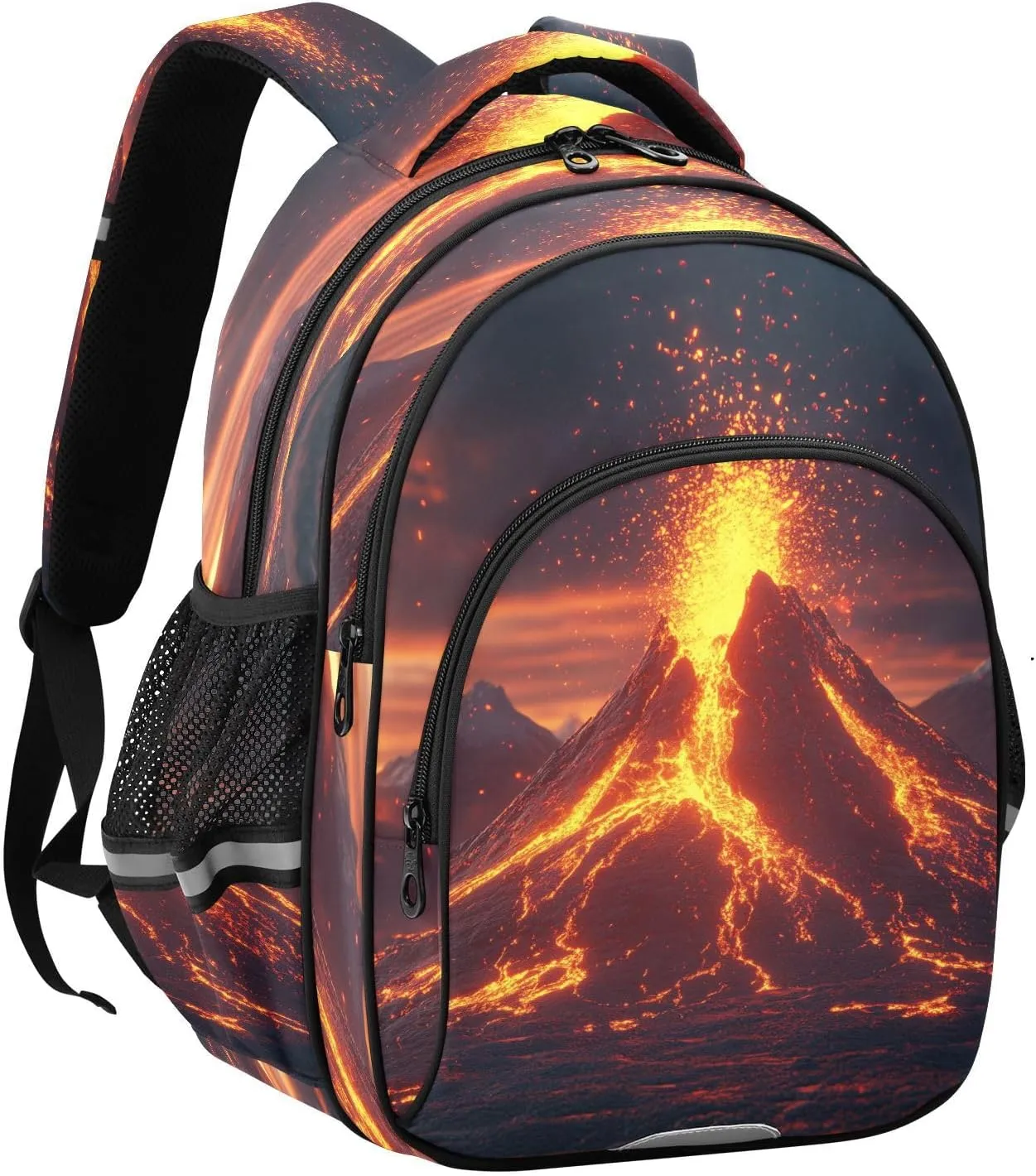 Volcanic Eruption Backpacks Elementary School Shoulder Bag Bookbag for Girls Kids Boys, Medium