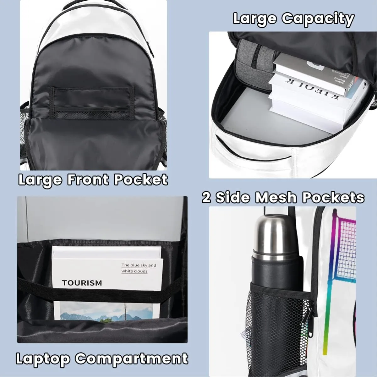 Volleyball Sport Ball School Backpack for Girl Boy Teen Rainbow Volleyball Student Bookbag for Elementary Primary Junior School Bags College Travel Daypack Laptop Backpack for Men Women