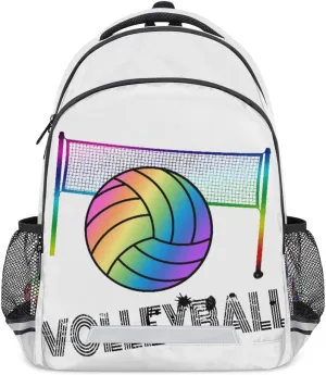 Volleyball Sport Ball School Backpack for Girl Boy Teen Rainbow Volleyball Student Bookbag for Elementary Primary Junior School Bags College Travel Daypack Laptop Backpack for Men Women