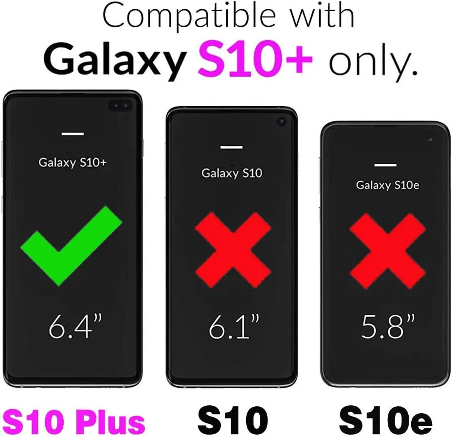 Wallet Case for Samsung Galaxy S10 Plus with Wrist Strap Shoulder Strap Card Holder Shockproof Soft PU Leather Magnetic Snap Pocket Stand Phone Cover S10  S10plus 10S Edge S 10 Women Black