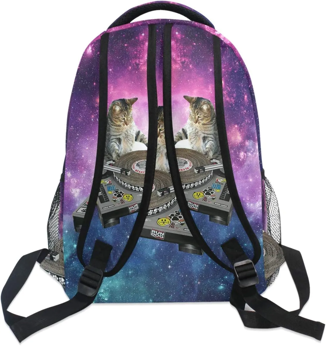 Wamika Funny Kitty Cat School Backpacks for Girls Kids Boys Galaxy Nebula Book Bag Waterproof Student Laptop Backpack Casual Extra Durable Lightweight Travel Sports Day Pack College Carrying Bags