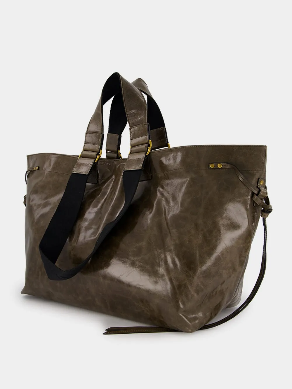 Wardy Crinkle-Effect Leather Brown Tote Bag