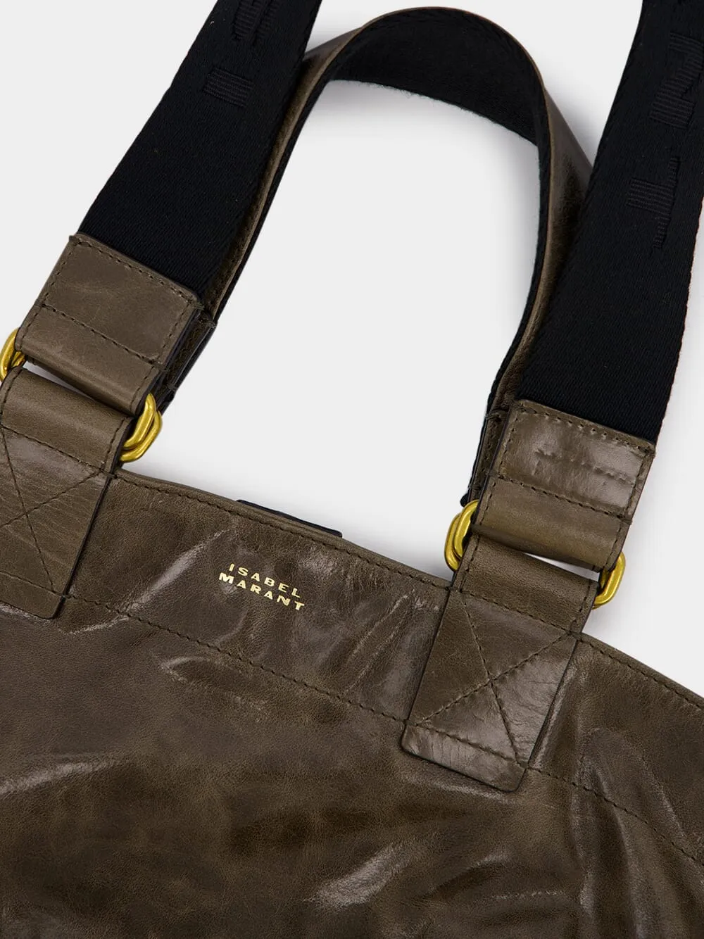 Wardy Crinkle-Effect Leather Brown Tote Bag