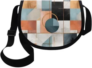 Watercolor Animal Semi Circle Bag Galaxy Purse Crossbody Shoulder Bag Orchid Puppy Dog Modern Vintage Messenger Bag