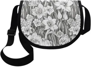 Watercolor Animal Semi Circle Bag Galaxy Purse Crossbody Shoulder Bag Orchid Puppy Dog Modern Vintage Messenger Bag
