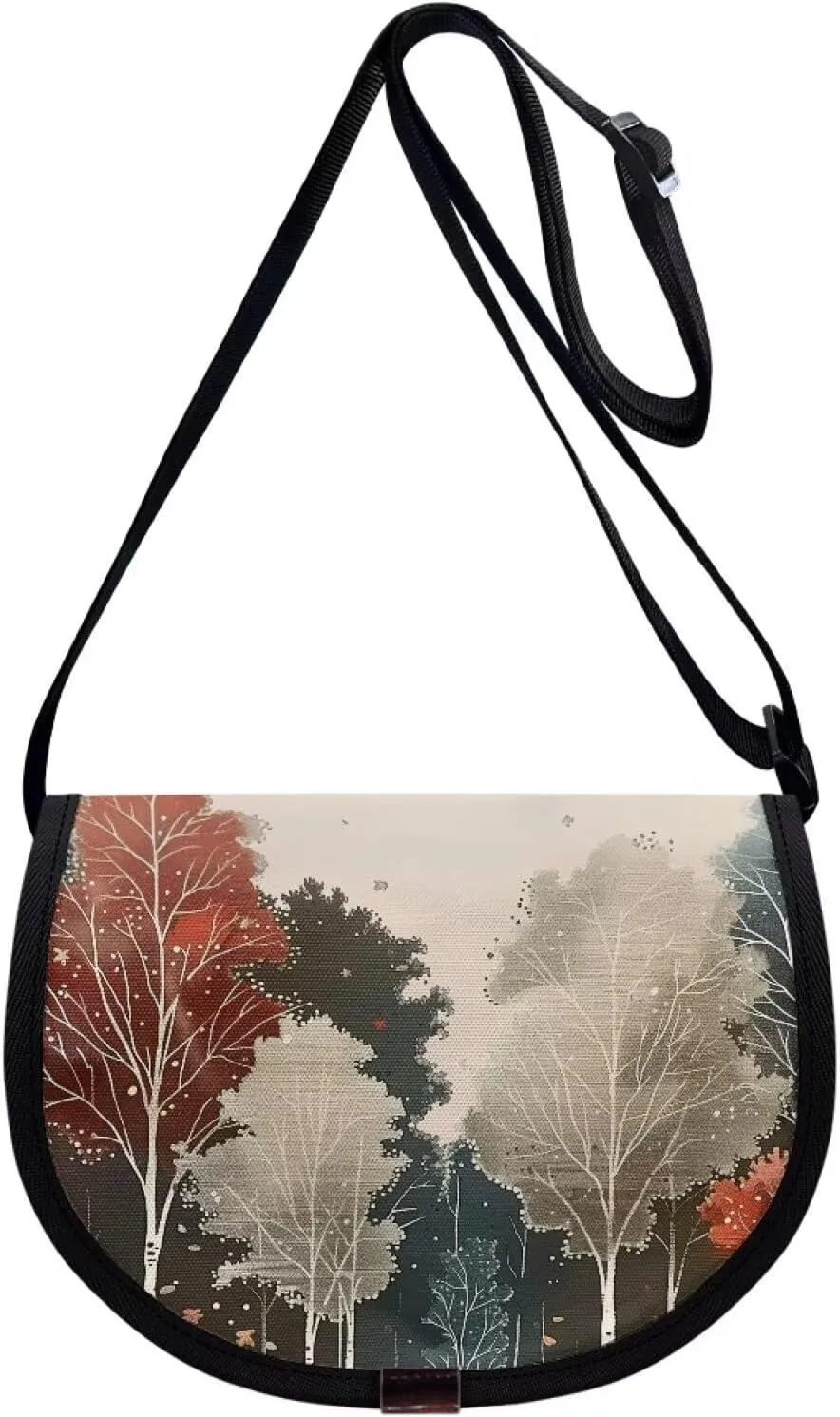 Watercolor Butterfly Women Cross Body Bag, Cartoon Clover Casual Shoulder Bag, Heart Curtain Satchel Messenger Bags