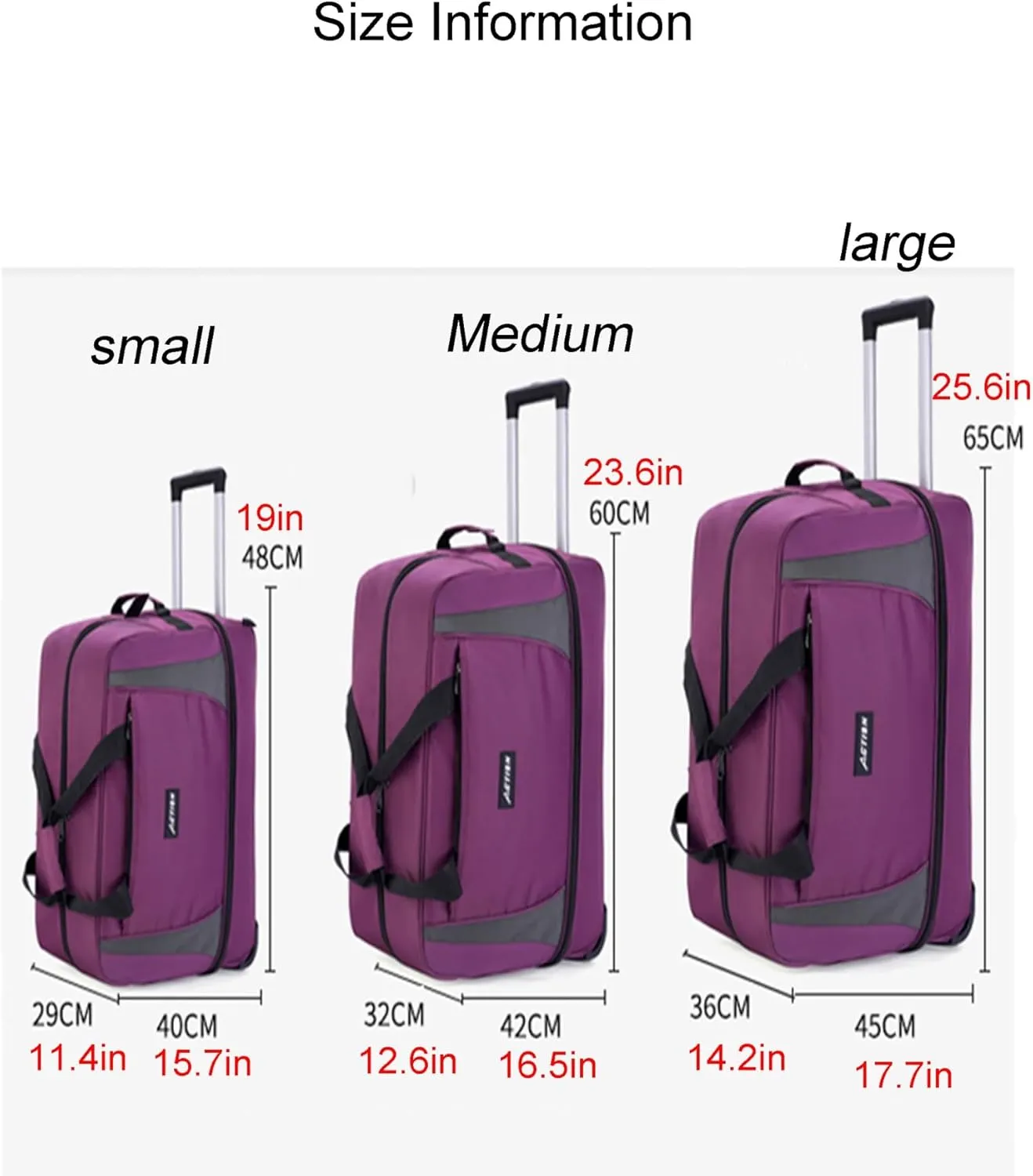 ​​Waterproof Foldable, Heavy-Duty Spinner Wheels Carry-On Luggage for Short Trip, Women's Expandable Wheeled Duffle Bag Maternity & Postpartum Organizer(Large)
